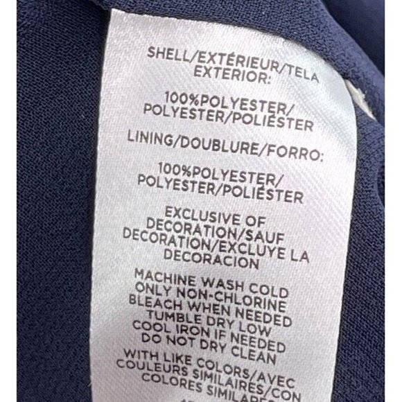 Ann Taylor Sz S Blue Floral Print V Neck Shift Dress Eyelash Lace Detail - Picture 6 of 7